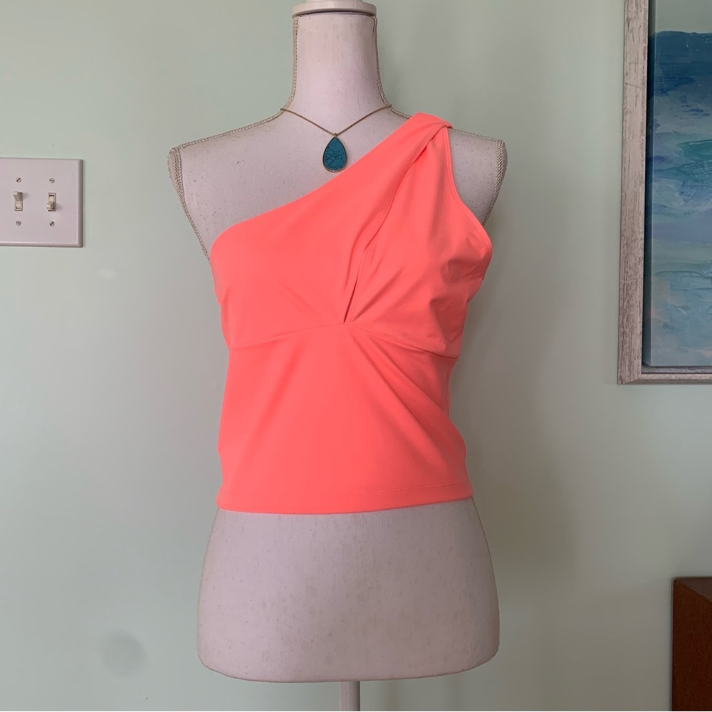 NWOT Victoria Sport Neon Peach Sexy One Shoulder Crop Top Victoria’s Secret M VS